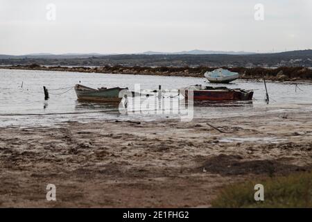 Sete, France. 19th, Aug,2019. View of boats on the Thau lagoon. Sete, France. Stock Photo