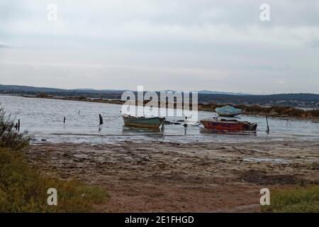 Sete, France. 19th, Aug,2019. View of boats on the Thau lagoon. Sete, France. Stock Photo