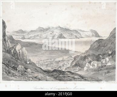 Llandudno and the Caernarvonshire mountains - from the Great Ormes Head. Stock Photo