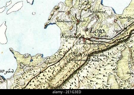 Lohjan kartta Map of Lohja 1783. Stock Photo