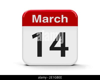 Calendar web button - The Fourteenth of March - International Day for Rivers and Pi Day, three-dimensional rendering, 3D illustration Stock Photo