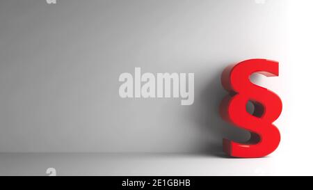 Red Paragraph sign on grey background, three-dimensional rendering, 3D illustration Stock Photo