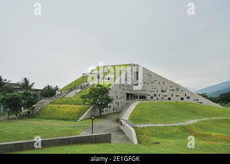 National Taitung University Library and Information Centre in Taitung, Taiwan, on a campus located between mountains and sea. Stock Photo