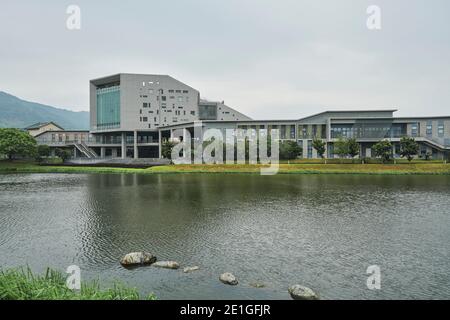 National Taitung University Library and Information Centre in Taitung, Taiwan, on a campus located between mountains and sea. Stock Photo