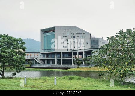 National Taitung University Library and Information Centre in Taitung, Taiwan, on a campus located between mountains and sea. Stock Photo