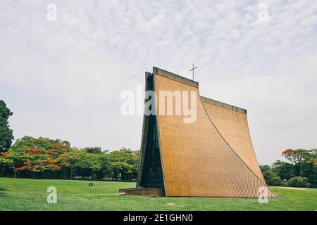 Exterior view of the Luce Memorial Chapel in Xitun, Taichung, Taiwan, on the campus of Tunghai University by architect, I. M. Pei. Stock Photo