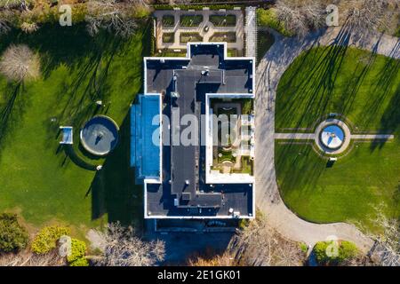 Newport, Rhode Island - Nov 29, 2020: Exterior view of historic Rosecliff Mansion in Newport, Rhode Island. Stock Photo