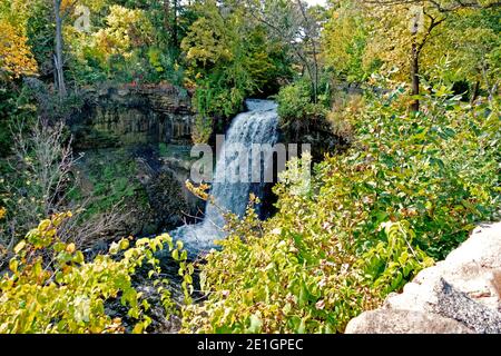 Minnehaha Falls is a famous historic site. Minneapolis Minnesota MN USA Stock Photo
