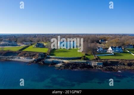 Newport, Rhode Island - Nov 29, 2020: Exterior view of historic Rosecliff Mansion in Newport, Rhode Island. Stock Photo