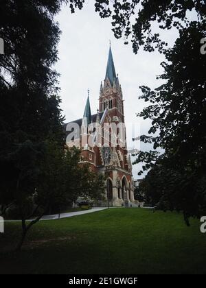 Neo gothic revival architecture historic roman catholic Church of the Sacred Heart of Jesus Herz Jesu Kirche in Graz Styria Austria Europe Stock Photo