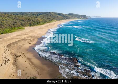 Aerial view of Dudley beach in Newcastle NSW Australia. Newcastle is a major regional city with many beautiful beaches. Stock Photo