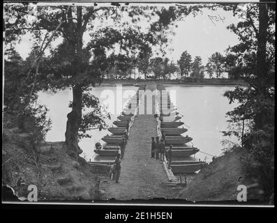 Lower pontoon bridge, Deep Bottom, James River, VA (4166354823). Stock Photo