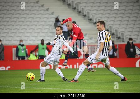 Shoot goal Burak Yilmaz 17 LOSC during the French championship Ligue 1 football match between Lille OSC and Angers SCO on January 6, 2021 at Pierre Mauroy stadium in Villeneuve-d'Ascq near Lille, France - Photo Laurent Sanson / LS Medianord / DPPI / LM