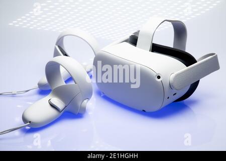 White new generation VR headset isolated on white background with ...