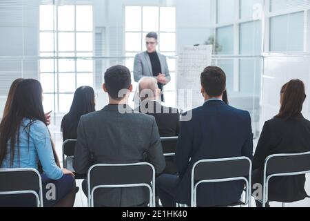 audience listens to the lecturer in the conference room Stock Photo