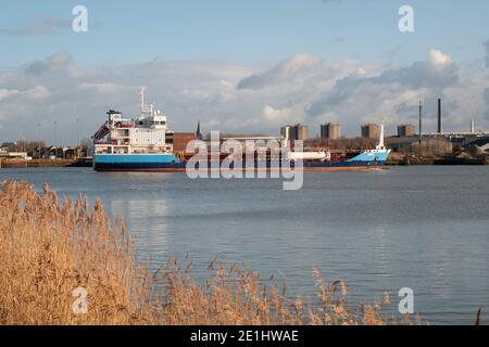 Kruibeke, Belgium, December 25th 2020, The vessel CIMIL is a Chemical Oil Products Tanker vessel built in 2010 and currently sailing under the flag of Stock Photo