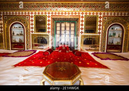 Mukut mandir or the crown temple, situated on the 7th floor of Chandra Mahal Palace, the residence of the former royal family of Jaipur, Rajasthan, In Stock Photo