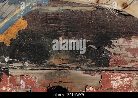abstract background, aged grunge texture; with different color patterns; old rough horizontal wooden pattern with traces of paint, wood textures backg Stock Photo
