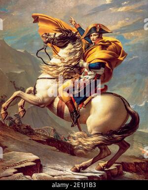 Napoleon Crossing the Alps (Malmaison), equestrian portrait by Jacques-Louis David, 1800 Stock Photo