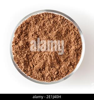 Cocoa powder in glass bowl isolated on white background with clipping path Stock Photo