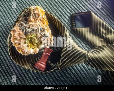 An Erythrite rock, a tie, a small rock and a rook Stock Photo