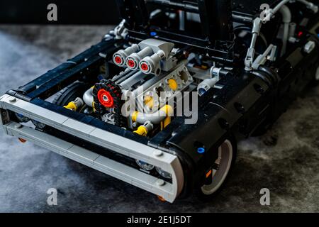 ISTANBUL, TURKEY - JANUARY 04, 2020: Lego Technic Dodge Charger Car Model with Nos Tank. Fast and Furious Model. Ready to Display. Stock Photo