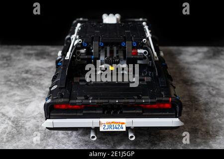 ISTANBUL, TURKEY - JANUARY 04, 2020: Lego Technic Dodge Charger Car Model with Nos Tank. Fast and Furious Model.  Ready to Display. Stock Photo