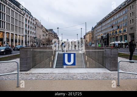 New Unter den Linden U-bahn underground station serves the U5 & U6 lines Mitte-Berlin,Germany