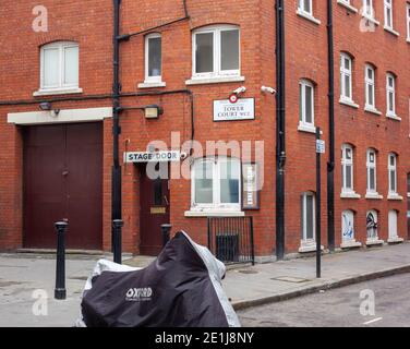 Arts & Culture Concept - Most of Britain's Theatres Remain closed during the National Lockdown - street view of stage door, London, Britain, 2020 Stock Photo