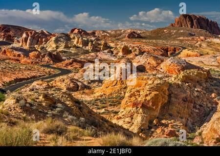 Sandstone rock formations at White Domes Road, in Valley of Fire State Park, Mojave Desert, Nevada, USA Stock Photo