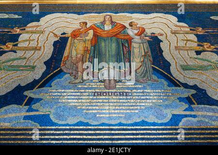 Intelligence Awakening Mankind mosaic public mural at Rockefeller Center in NYC Stock Photo