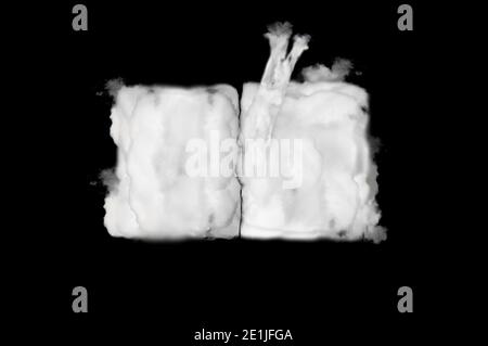 Clouds shape book on black background. Perfect for composition Stock Photo