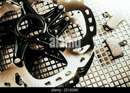 MTB disc brakes with pads Stock Photo