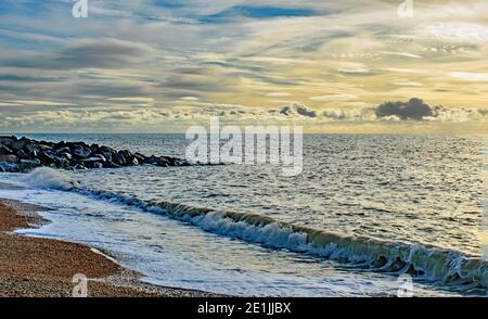 Fantastic Lenticular Cloud formations near the rocks at Brighton Stock Photo