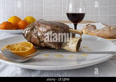 Stinco Di Vitello All Arancia Cotto Al Forno Macro Stock Photo Alamy