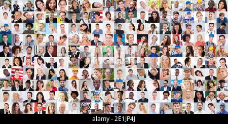 Diverse People Face Or Avatar Portrait Collage Stock Photo