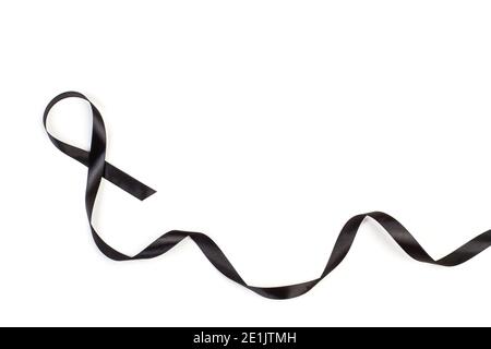 A black ribbon on a white background with copy space Stock Photo