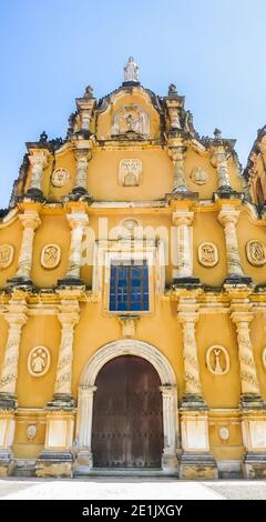 Mexican-style baroque facade of the Iglesia de la Recoleccion church built in 1786, in this historic northwest city, Leon, Nicaragua, Central America Stock Photo