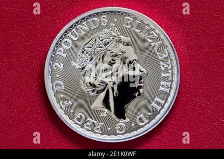 2021 Britannia One Ounce Silver Coin Stock Photo