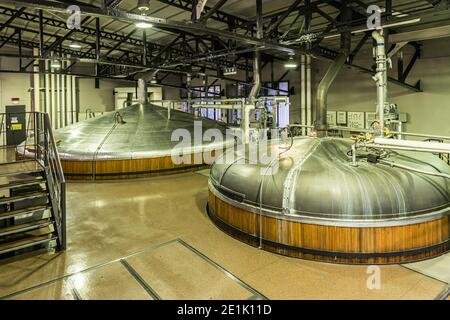 Suntory Yamazaki Whisky Distillery. The still room Stock Photo