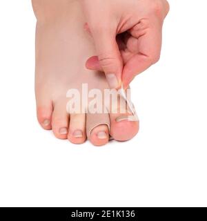 Foot care tools. Bunion corrector of a big toe. Isolated on white background Stock Photo