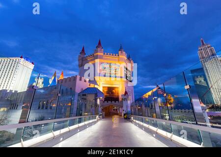 Las Vegas, DEC 28, 2020 - Twilight view of the Excalibur Hotel and Casino Stock Photo