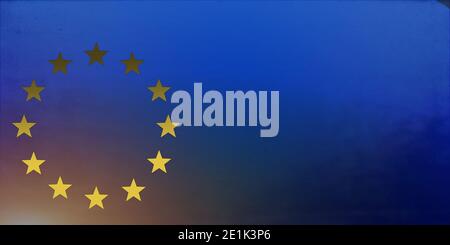 Illustration with the 12 gold stars of the European Union Flag on a ...
