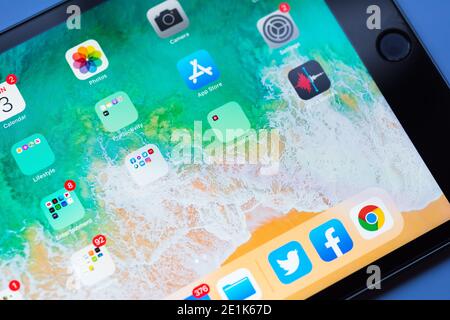 iPad with apps Stock Photo