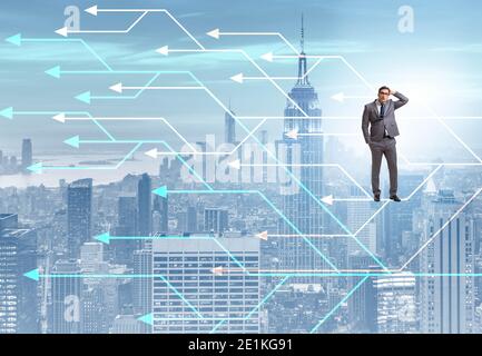 The businessman thinking of different career paths Stock Photo