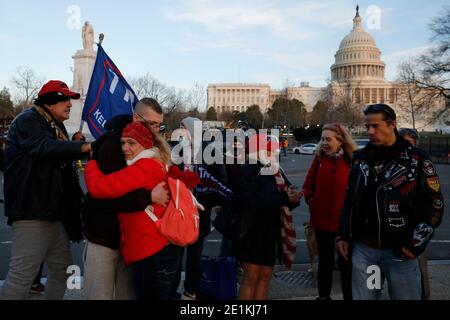 Trump supporters mourn on Capitol Hill at makeshift monument for Ashli Babbitt, who was shot and died next day after U.S. Capitol was stormed, in Washington on January 7, 2021. Photo by Yuri Gripas/ABACAPRESS.COM Stock Photo