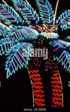 Neon palm tree at the Dunes Hotel and Casino in Las Vegas, Nevada Stock Photo