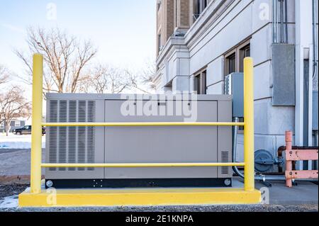 External stand by emergency generator to support critical infrastructure during a power outage Stock Photo