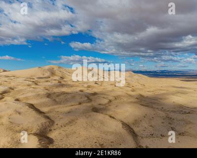 Aerial view of the beautiful Kelso Dunes at California Stock Photo