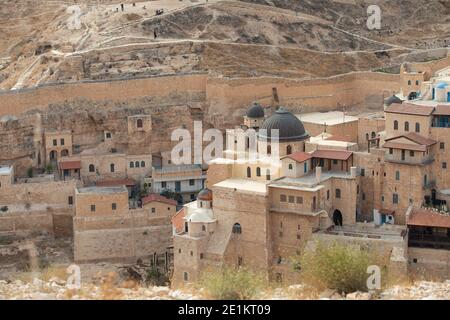 The Holy Lavra of Saint Sabbas, known in Syriac as Mar Saba is a Greek Orthodox monastery overlooking the Kidron Valley at a point halfway between the Stock Photo